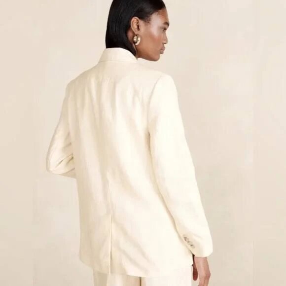 NWT BANANA REPUBLIC Core Lina Relaxed Linen Blazer Savanna Breeze Size 2 - Picture 2 of 7